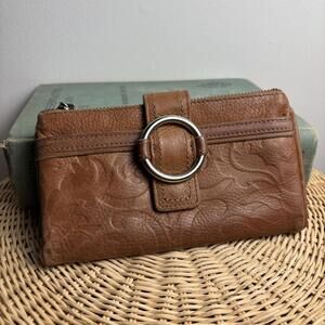 Fossil Embossed Fold Over Leather Wallet